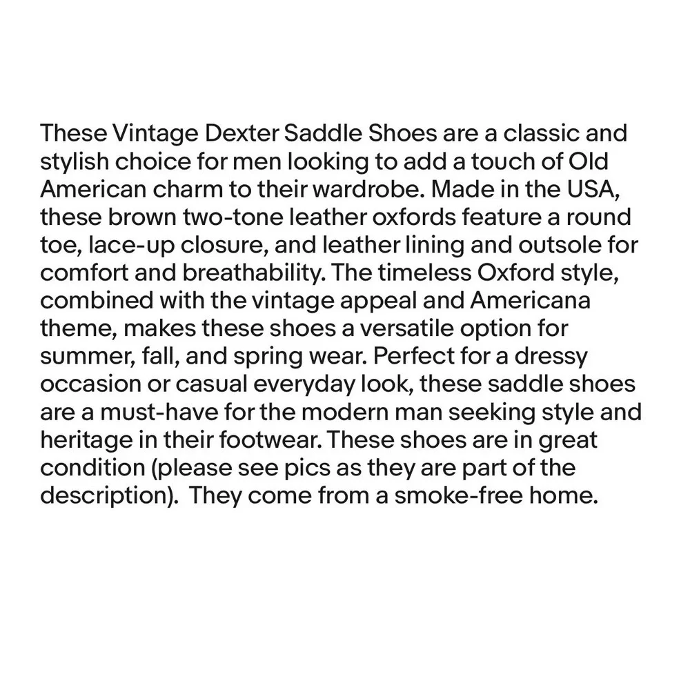 Vintage Dexter Saddle Shoes Mens 9.5M Brown‎ Two-Tone Leather Golf Oxfords USA